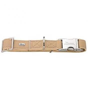 HUNTER Softie Alu-Strong Haustierhalsband – Leichtes Kunstleder, stabile Aluminiumschnalle, mittlere Größe, Beige