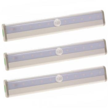 SAILUN 3 Stück LED Schrankleuchte Aluminium mit Bewegungsmelder 10 LEDs Kaltweiß