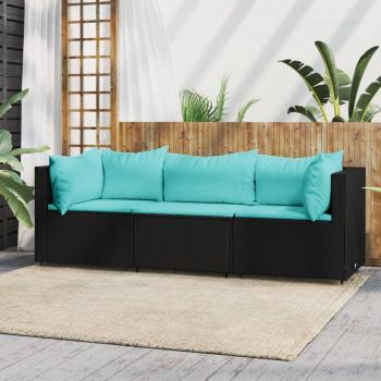 Ensemble de mobilier de patio 3 pcs Noir Résine tressée