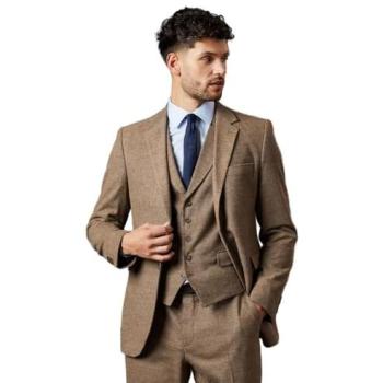 Burton Neutral Light Brown Tweed Tailored Suit Jacket – 38R