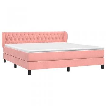 VidaXL DreamSamt Boxspringbett 160 × 200 cm – Rosa Matratze