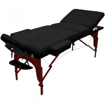 Table de massage 15 cm en bois foncé pliante 3 zones avec panneau Reiki et accessoires