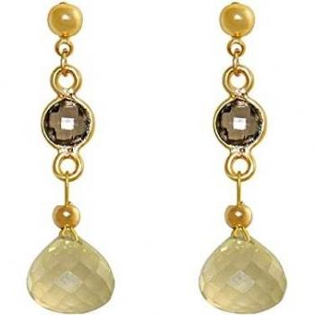 Rauchquarz‑Lemon‑Tropfen Set – Ohrringe & Halskette