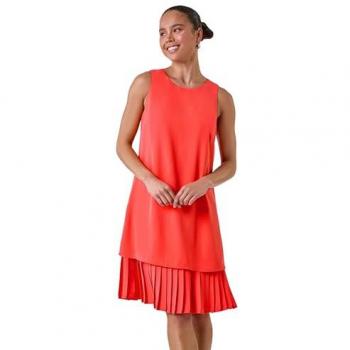 Coral Petite Pleated Shift Dress (Size 10)