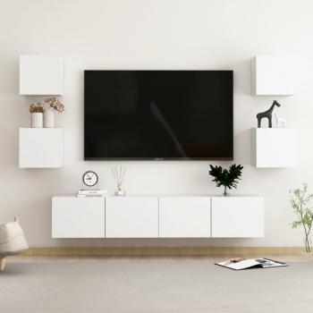 VidaXL White Engineered Wood 6 Piece TV Cabinet Set