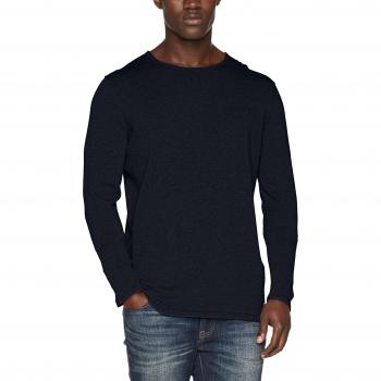 TOM TAILOR Denim Herren Pullover mélange Crew w.Rolled Edges, Nachtblau