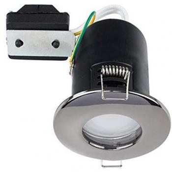 4-Pack Fire Rated IP65 Black Chrome Recessed Bathroom Downlights with Warm White LED Bulbs