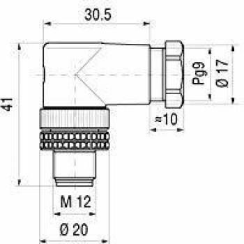 Hirschmann ELWIST 4012 PG9 M12 mâle coudé