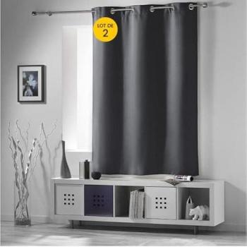 Rideaux occultants petite hauteur 135 x 180 cm couleur Ardoise