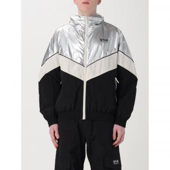 Golden Goose Men's Silver and Black Windcheater Size 48