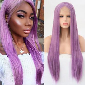 Charisma 26-Inch Long Straight Purple Wig with Baby Hair