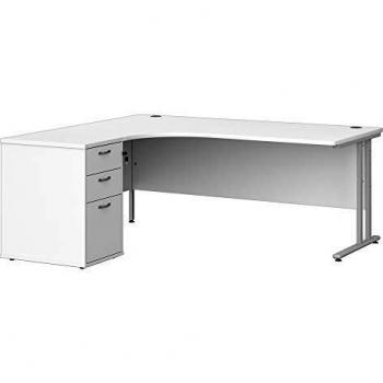 Maestro 25 SL Left Hand Ergonomic Desk 1800mm with Silver Cantilever Frame and High Pedestal