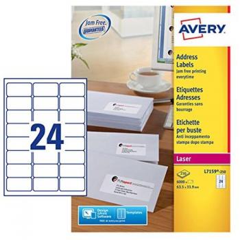 Avery Ultragrip Laser Labels 63.5x33.9mm White Pack of 6000 L7159-250
