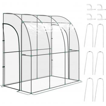 Outsunny 214 × 118 cm Lean‑Tunnel Greenhouse with Accessories – Green, Green
