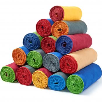 Dunkelgraues Reisehandtuch Duo – Oranger Rand, 200 x 100 cm, Schnelltrocknend & Flauschig