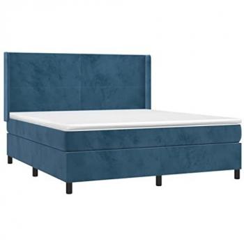 Lit adulte de chambre à coucher intérieur avec matelas et LED bleu foncé 160x200 cm