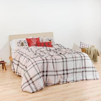 Housse de Couette à Carreaux de Noël 180x220 cm avec Boutons