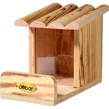 Eichhörnchen-Futterstation mit Schutzklappe und Futtersilo