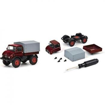 Bausatz Unimog U406 1:64 – Kabine, Ladefläche, Plane, rotes Detail