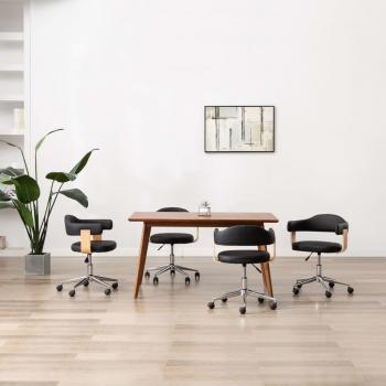 Set de chaises pivotantes 4x, couleur noire en similicuir