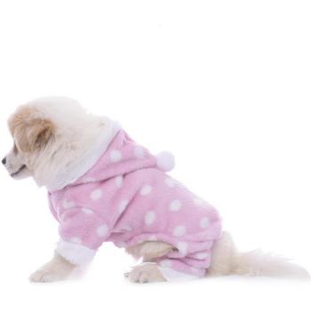 Pyjama chaud pour chien avec capuche et rayures roses