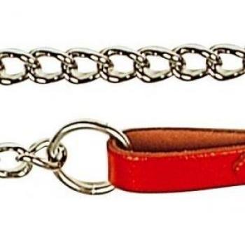 Zolux/Laisse cuir noir chaîne extra forte 1 mètre maillon 1,3 cm