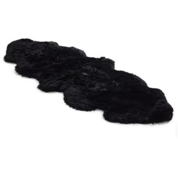 Black Real Wool Sheepskin Luxury Pad – 180 × 60 cm