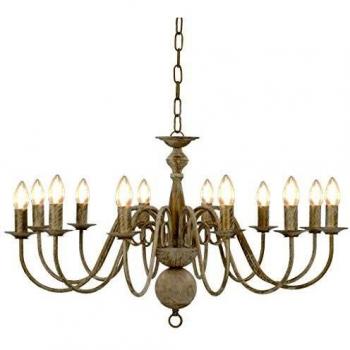 Día y Noche Lámpara de Araña Blanco Antiguo 12 Bombillas E14