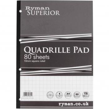 Ryman Superior Quadrille Pad – A4, 80 Pages, White