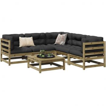 VidaXL 6 Piece Garden Seating Set Impregnated Wood Pine