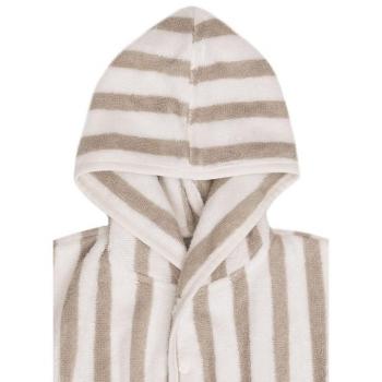 Peignoir 1-2 ans en éponge vert olive rayé GOTS