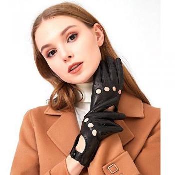 Gants de conduite en cuir pour femmes ZLUXURQ, légers et doux, sans doublure intérieure, Medium