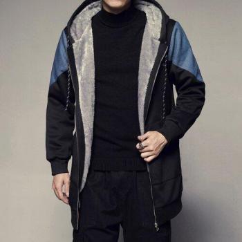 Plus Size Velvet Hooded Windbreaker for Men