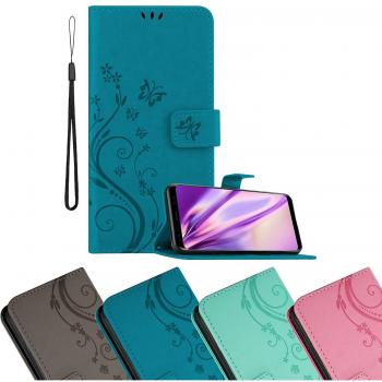 Cadorabo funda para Samsung Galaxy S8 con estampado floral y ranura para tarjetas (azul)