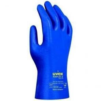 Gants UVEX RubiFlex S NB27B, protection chimique, tricotés, couche NBR, conformité EN 374 / type A, forme
