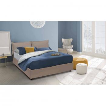 Letto Matrimoniale Contenitore Dgirau in Ecopelle con Rivestimento, Made in Italy, Apertura Frontale adatto a Materasso 140x200 cm, Colore Tortora