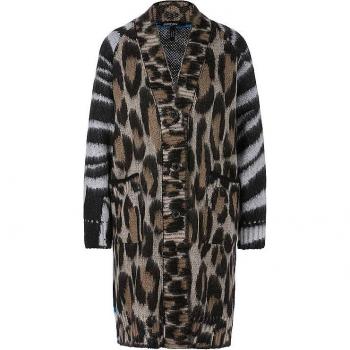 MARC CAIN Brauner Strickmantel aus Wolle und Mohair, Größe 40