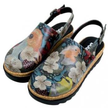 Grün‑Bunt Akita Fly – DOGO vegane Damen-Sandalette, Normalschaft