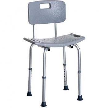 HOMCOM Chaise Ergonomique de Douche Hauteur Réglable Pieds Antidérapants 136 Kg Alu HDPE Gris
