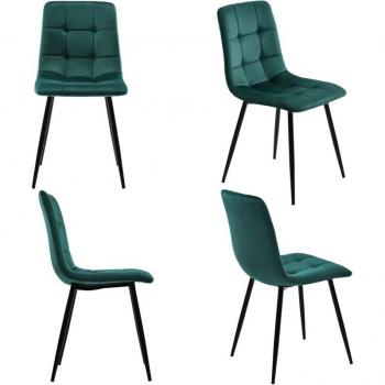 Sedie Imbottite per Sala Verde scuro con Schienale Metallizzato