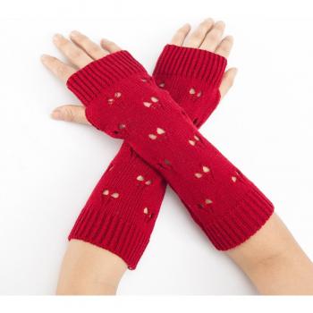 Knit Love Pattern Half Finger Gloves for Autumn Winter
