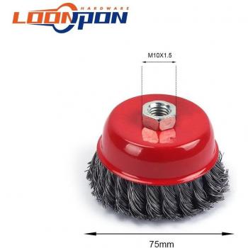 3/4 Twisted Wire Wheel Brush Set M10/M14 for Metal Cleaning and Polishing