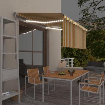 Toldo Manual Retráctil con Persiana LED 3x2,5 m (Amarillo‑Blanco)