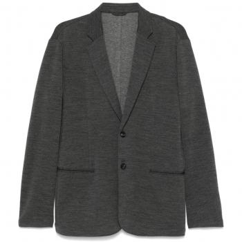Emporio Armani Men's Single-Breasted Wool Blend Jacket in Grey