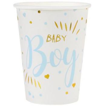 Gobelet Blanc et Bleu Ciel pour Bébé Garçon – 10 unités, 27 cl – Matière carton