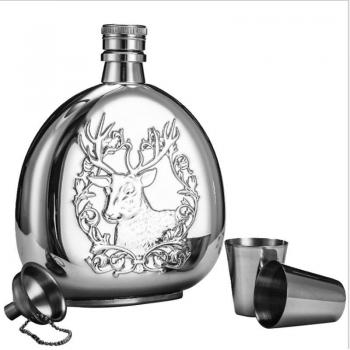 Whiskey Flask Set 17oz Stainless Steel with 2 Cups and Funnel