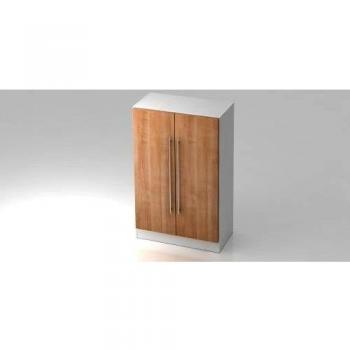 Büroschrank 3OH Weiß/Nussbaum