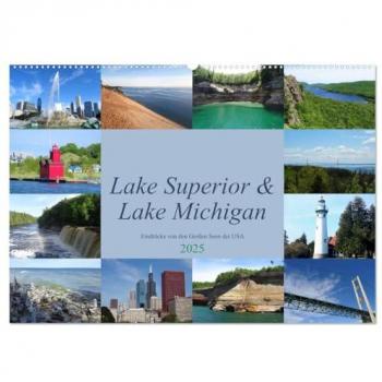 Lake Superior & Lake Michigan (Wandkalender 2025 DIN A2 quer) CALVENDO Monatskalender