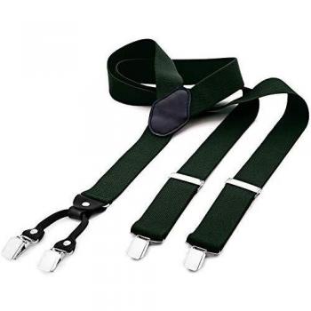 DonDon Hosenträger für Herren 4 Clips Y-Form grün