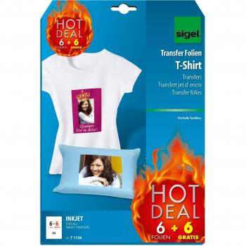 SIGEL T1156 Film de transfert T-Shirt clair Hot Deal, A4, 6 feuilles + 6 freuilles gratuit